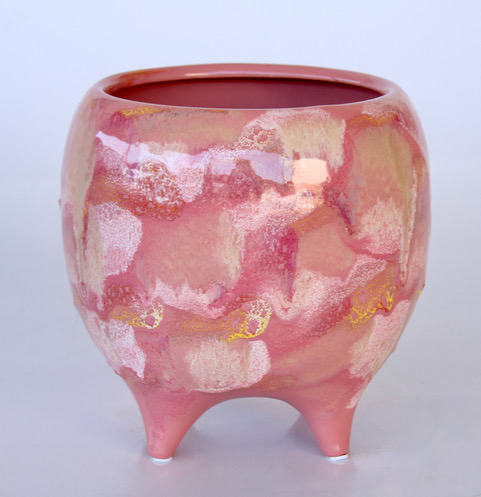 Pink Ceramic Planter On Feet